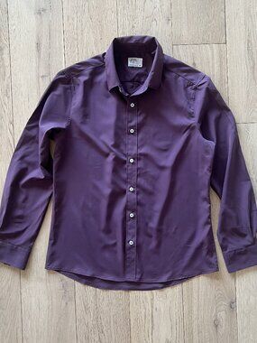 Level Ten Men's Button Up Collared L/S Formal Shirt Plum Medium